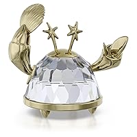 Swarovski Zodiac Cancer Figurine, Clear Faceted Crystal and Engraved Gold-Tone Metal, Part of the Swarovski Zodiac Collection