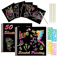 Mr. Pen- Scratch Art for Kids with Wooden Stylus, 125 pcs, Rainbow Scratch  Paper, Scratch Art Paper, Rainbow Scratch Art for Kids Drawing, Black