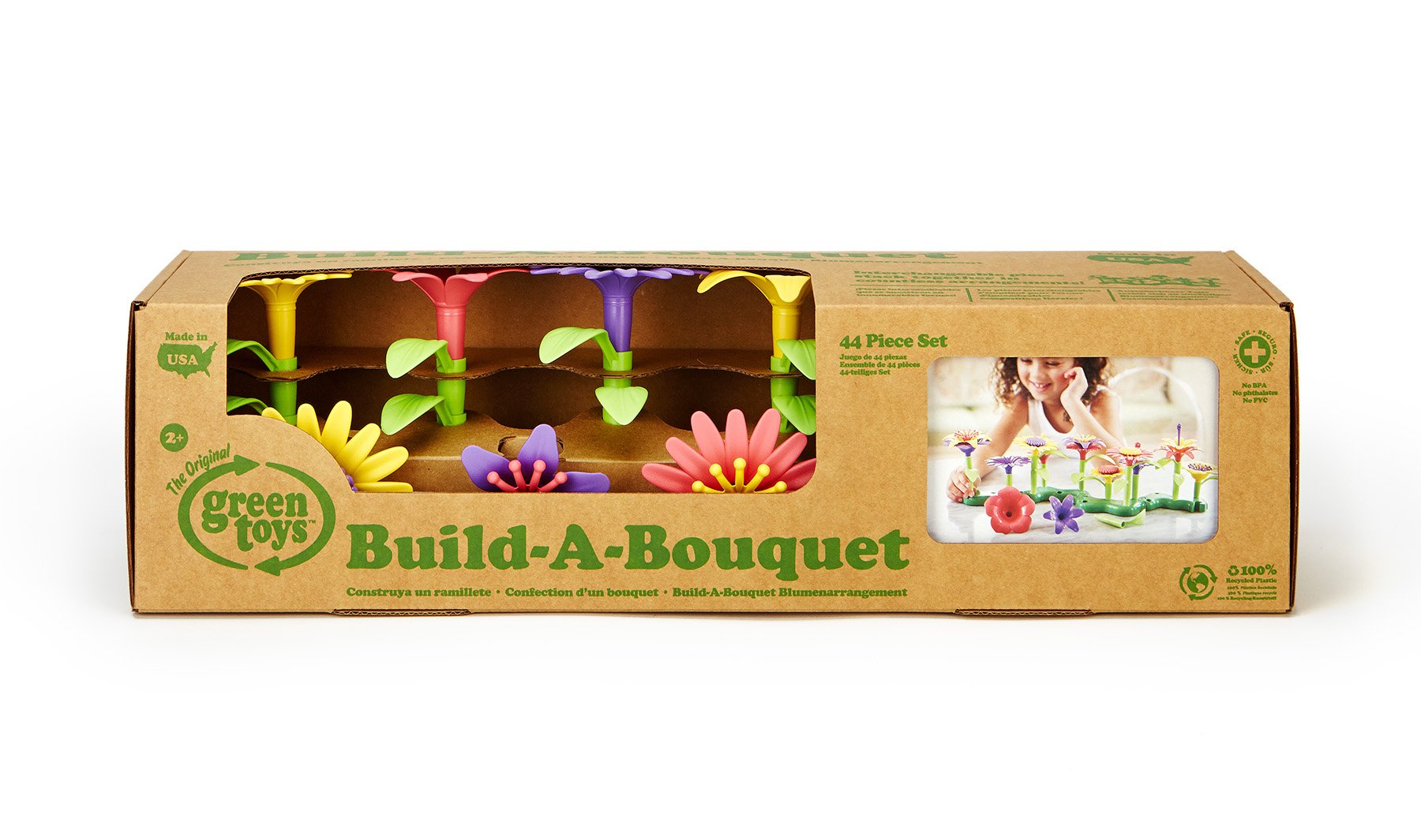 Green Toys Build-a-Bouquet Floral Arrangement Playset - BPA Free, Phthalates Free, Creative Play Toys for Gross Motors, Fine Motor Skill Development. Toys and Games