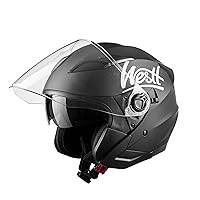Westt Open Face Helmets with Dual Sun Visor– Motorcycle Helmet for Men and Women 3/4 Helmets Vespa Helmet DOT Approved for Scooter Motorbike Street Jet Series