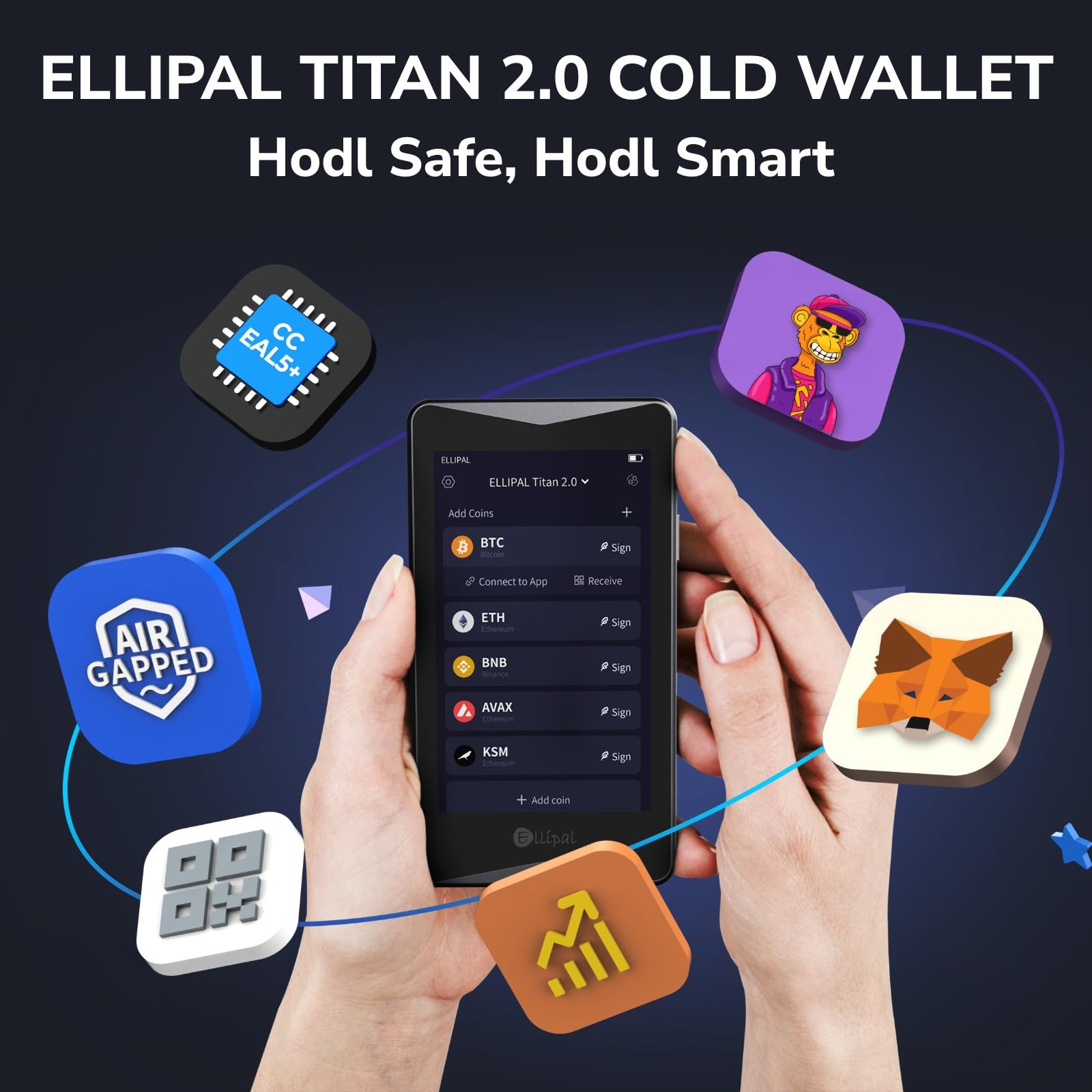 ELLIPAL Titan 2.0 Crypto Hardware Wallet + Metal Seed Phrase Steel (2 Items)