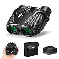 BIJIA 12 x 25 Compact Binoculars for Adults and Kids, Easy Focus Small Binoculars with BAK4 Prism, Large Eyepiece, Waterproof, Low Light Vision for Travel, Hiking, Bird Watching, Hunting, Concerts
