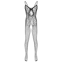 ACSUSS Black Men's Sexy Open Files Fishnet Pantyhose Tights Bodysuits Stockings