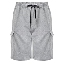 Mens Sweat Shorts 3/4 Length Casual Athletic Shorts Elastic Waist Drawstring Jogging Shorts Relaxed Fit Shorts