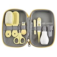 8 in 1 Baby Grooming Kit with Hair Brush Nail Clipper Nose Cleaner Finger Toothbrush Scissor for Baby Care Keep Healthy and Clean Newborn Care for Baby Care Keep Healthy and Clean(Yellow)