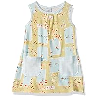 Munki Munki Girls' Dress Sleeveless Patch Pockets Contrasting Trim Knit Cotton