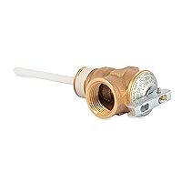 Automatic Temperature and Pressure Relief Valve with Extension Probe and Lever | Features an All Brass Body with a Stainless Steel Pressure Spring | (10473), Silver/Pewter