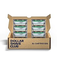 Dollar Shave Club | Acne Friendly 4 Blade Razor Refill Cartridges, 8 Count, Suitable for Breakout Prone Skin | Razors for Acne-prone Skin with Hyaluronic Acid-infused Lubricated Strip
