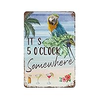 It's 5 O'Clock Somewhere Party Parrot Happy Hour Margarita Metal Signs Beach Parrot Paradise Art Tin Sign Group Therapy Practiced Here Vintage Metal Tin Vintage Wall Decor Art 12 x 8 Inch