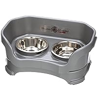 Neater Pet Brands - Feeder - Deluxe Model - Mess-Proof Dog Bowls (Small, Gunmetal Grey)