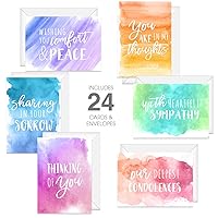 Canopy Street Watercolor Sympathy Cards / 24 Comfort And Peace Note Cards / 6 Colorful Designs With Blank White Envelopes / 4 5/8