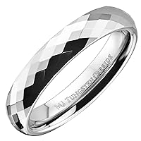 Tungsten Carbide Faceted Honeycomb Wedding Band Plated in Gold, Rose Gold or Black Ring