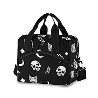 Skull Cat Moon Gothic Insulated Lunch Bag Reusable Lunch Tote Bag Cooler Bag for Women Men Adult Lunch Box with Adjustable Shoulder Strap Leakproof Lunch Bag for Work School Picnic Camping