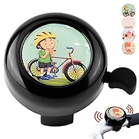Kids Bike Bell with 4 Stickers Cute Mini Bike Bell Loud Crisp Sound Bike Horn Ergonomic Non-Slip Aluminium Alloy Bicycle Bell for Kids