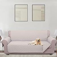 U-NICE HOME Reversible Sofa Cover Couch Cover for Dogs with Elastic Straps Water Resistant Furniture Protector for Pets Couch Cover for 3 Cushion Couch (Sofa, Beige/Beige)