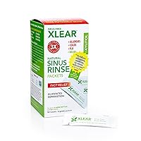 Xlear Nasal Rinse Refill Packets, Natural Saline Neti Pot Sinus Rinse with Xylitol, Fast Sinus Pressure and Congestion Relief, 50 Packets (Pack of 1)
