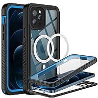BEASTEK for iPhone 12 Pro Max Waterproof Case, FSN Series IP68 Magnetic Shockproof Case with Built-in Screen Protector and MagSafe Protective Cover, iPhone 12 Pro Max 6.7 inch (Blue)