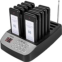 VEVOR F100 Restaurant Pager System 10 Pagers, Max 98 Beepers Wireless Calling System, Set with Vibration, Flashing and Buzzer for Church, Nurse,Hospital & Hotel