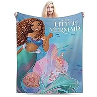 Cartoon Mermaid Super Super Soft Flannel Throws Blankets Lightweight Blankets for Bed Couch Sofa Ultra Luxurious Warm and Cozy for All Seasons