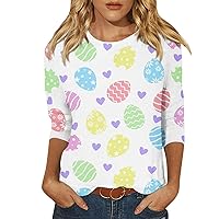 Easter Shirts for Women,2024 Women's Fashion Tees Casual Crewneck 3/4 Sleeve Loose Cute T Shirt Ladies Top