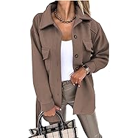 Women's Casual Trench Coat Wool Blend Pea Coats Jackets Lapel Single Breasted Overcoats Mid Length Outerwear