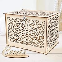 Aytai DIY Rustic Wedding Card Box with Lock and Card Sign Wooden Gift Card Box Money Box for Reception Wedding Anniversary Baby Shower Birthday Graduation Party Decorations