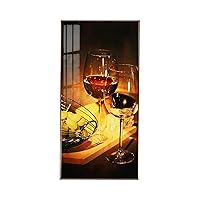 Modern Vibes Luxury Light Weight Metal Frame Elegant Decorative Wall Art – RED WINE & GRAPES as Crystal Porcelain Painting – Incredible Modern Designs - Ready to Hang 50cm x 100cm