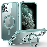 for iPhone 11 Pro Max Case with 360° Rotatable Magnetic Ring Stand [Compatible MagSafe] [Military Grade Protection] Translucent Matte iPhone 11 Pro Max Phone Case for Women Men 6.5'', Green