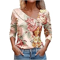 Long Sleeve Floral Shirts Women Work Blouse Business Dressy Casual Tops Shirt 2024 Spring Going Out Tops Tunic
