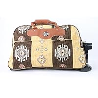 Roller Travel Bag-Large Weekender Bag with Wheels-Kilim Travel Bag in Mustard,Brown&Grey-Gift Ideas