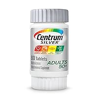 Centrum Silver Multivitamin for Adults 50 Plus, Multivitamin/Multimineral Supplement, Vitamin D3, B-Vitamins, Gluten Free, Non-GMO Ingredients, Supports Memory and Cognition in Older Adults - 80 Ct