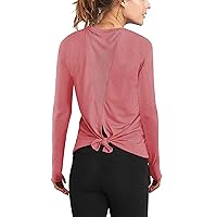 Mippo Long Sleeve Workout Shirts for Women Yoga Tops Open Back Running Shirts Athletic Clothes