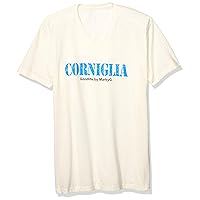 Corniglia Graphic Printed Premium Tops Fitted Sueded Short Sleeve V-Neck T-Shirt