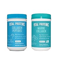 Collagen Peptides Powder Unflavored 9.33 OZ+Marine Collagen