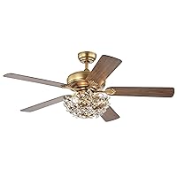 Warehouse of Tiffany CFL-8431REMO/AG Nickoe Aged Gold 52 inch 5 Blade Ceiling Fan, Gold