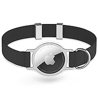 AirTag Cat Collar, FEEYAR Ultra Elastic GPS Cat Collars with Apple Air Tag Holder, Scratch Resistant and Lightweight Stepless Adjust Collars for Cats Kittens, 8-12 Inch (Black)