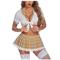 Schoolgirl Lingerie Roleplay Lingerie Set Sexy Student Costumes School Lingerie for Women Roleplay Red Plaid Lace Set