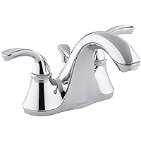 KOHLER 10270-4-CP Forte Centerset Bathroom Sink Faucet, Two Handle Bathroom Faucet with Pop-Up Drain, 1.2 GPM, Polished Chrome