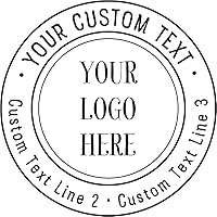 Custom Logo Double Round Border Stamp - 3 Lines of Text - Self-Inking Stamper - Rubber Personalized Stamp - Stamps for Local Business - Personalized Business Stamps