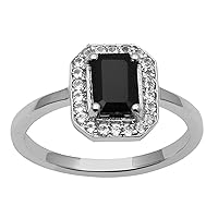 Shine Jewel 925 Sterling Silver Black Spinel Jewelry Ring For Girls