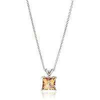 Amazon Collection Princess-Cut Misty Rose Topaz Gemstone Pendant Necklace