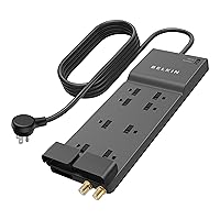Surge Protector Power Strip, 8 AC Multiple Plug Outlet w/ 12ft Heavy-Duty Extension Cord, UL-listed Outlet Extender w/ Flat Plug for Home, Office, Computer Charging - 3,550 Joules of Protection