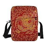 Asian Dragon Fire Messenger Bag for Women Men Crossbody Shoulder Bag Crossbody Sling Bags Over The Shoulder Purse with Adjustable Strap for Phone Passport