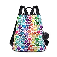 ALAZA Rainbow Heart Colorful Backpack Purse for Women Anti Theft Fashion Back Pack Shoulder Bag