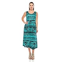 Jostar Women's Tank Long Dress – Plus Size Sleeveless Scoop Neck Casual Swing Flowy Print T Shirt One Piece