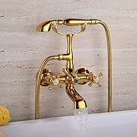 Shower System Bathroom Tub Bathtub Bath Faucet G1/2 with Hand Shower Chrome Wall Mounted 3 Handles Shower Faucet Set for Bathroom,Gold