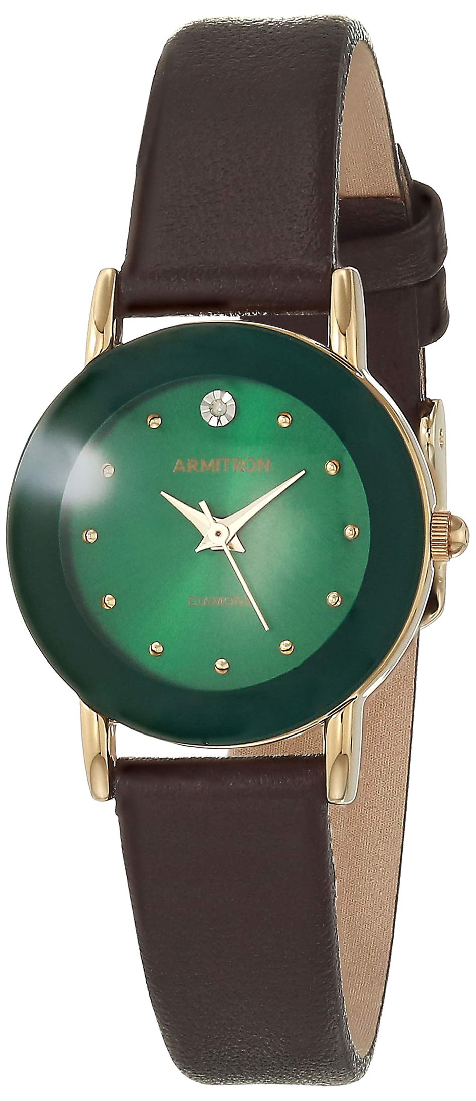 Armitron Women's 75/2447 Diamond-Accented Leather Strap Watch