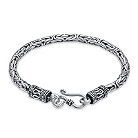 Bling Jewelry Unisex Bali Byzantine Chain Link Asian Dragon Bracelet Eye And Hook Antiqued 925 Sterling Silver For Women Men Teen Hand Crafted Made In Thailand 7, 7.5,8, 9 Inches