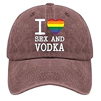 I Love Heart Sex and Vodka Hats for Men Baseball Retro Trucker Womens Black Women Baseball Hat Gift Hat Slogan Hat
