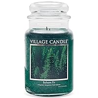 Village Candle Balsam Fir Large Apothecary Jar, Scented Candle, 21.25 oz., Green